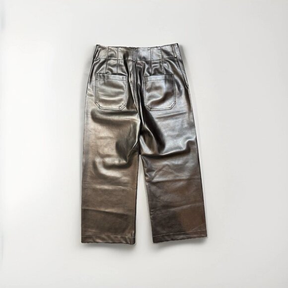 The Colette Cropped Wide-Leg Pants by Maeve: Faux-Leather Edition - Brown - 30 - Picture 9 of 11